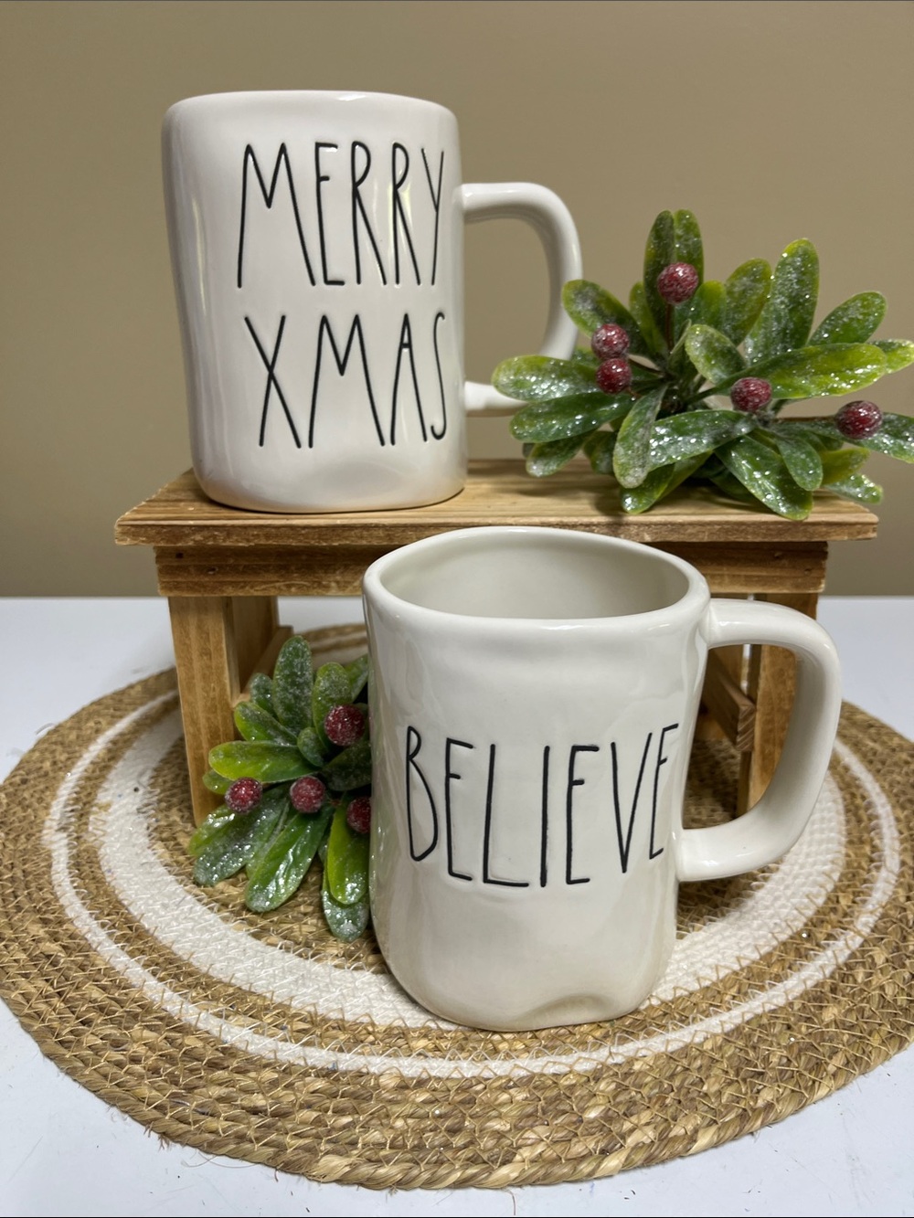 Rae Dunn Two 16 oz mugs in good condition